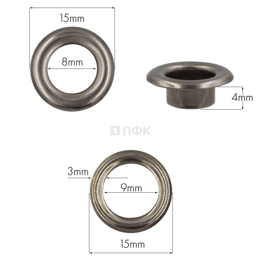 Люверсы №5 8мм сталь цв никель тем (уп 1000шт) — ПФКР Люверсы №5 8мм сталь цв никель тем (уп 1000шт)