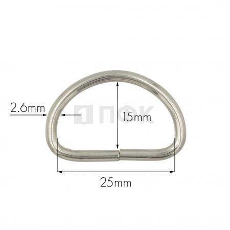 Полукольцо 25мм (толщ 2,6мм) цв никель (уп 1000шт/10000шт) Полукольцо 25мм (толщ 2,6мм) цв никель (уп 1000шт/10000шт)