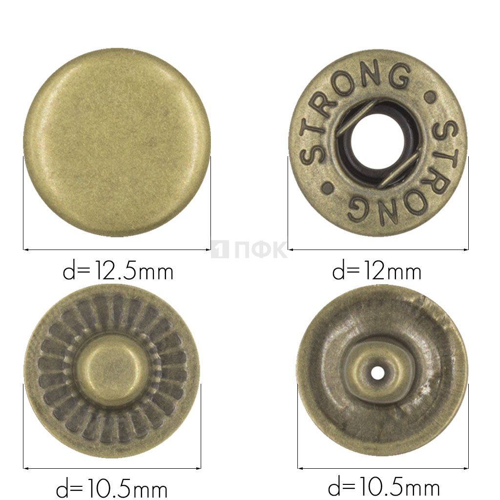 Кнопка для одежды 12,5мм Альфа сталь цв антик (уп 1440шт) STRONG — ПФКР Кнопка для одежды 12,5мм Альфа сталь цв антик (уп 1440шт) STRONG