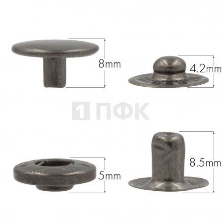 Кнопка для одежды 15мм Альфа сталь цв никель тем (уп 720шт) NEW STAR