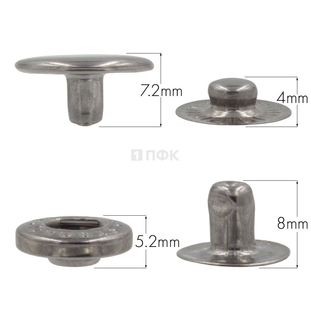 Кнопка для одежды 15мм Альфа латунь цв никель тем (уп 720шт) STRONG