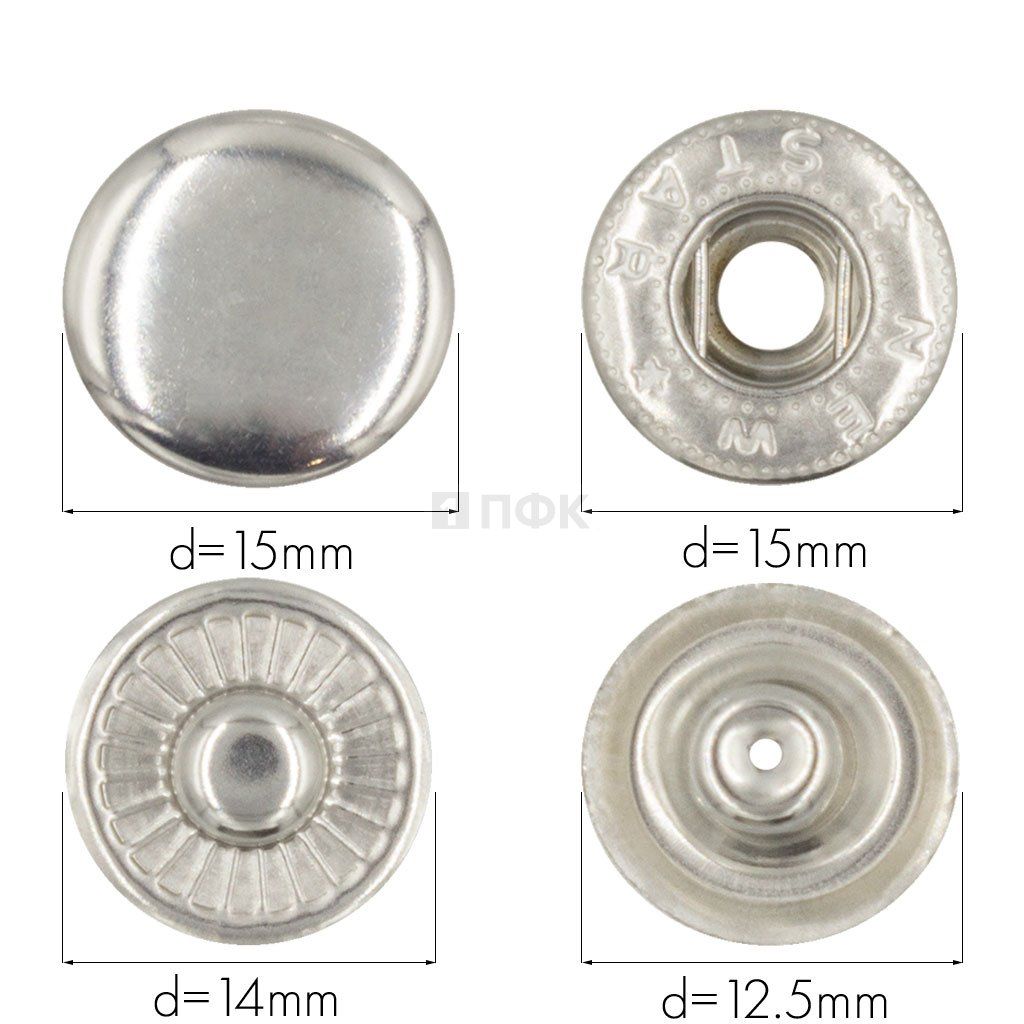 Кнопка для одежды 15мм Альфа нерж цв никель (уп 720шт) NEW STAR — ПФКР Кнопка для одежды 15мм Альфа нерж цв никель (уп 720шт) NEW STAR