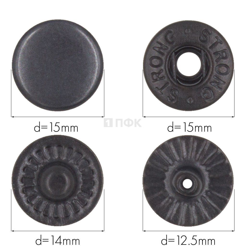 Кнопка для одежды 15мм Альфа латунь цв оксид (уп 720шт) STRONG