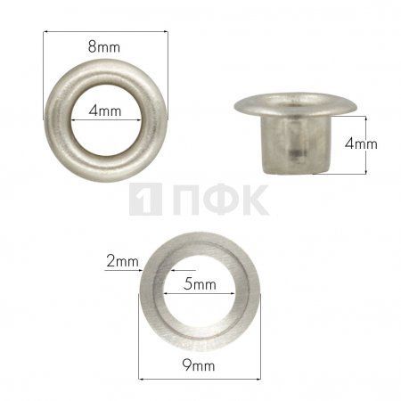 люверсы №2 4мм латунь цв никель (уп 5000шт) люверсы №2 4мм латунь цв никель (уп 5000шт)