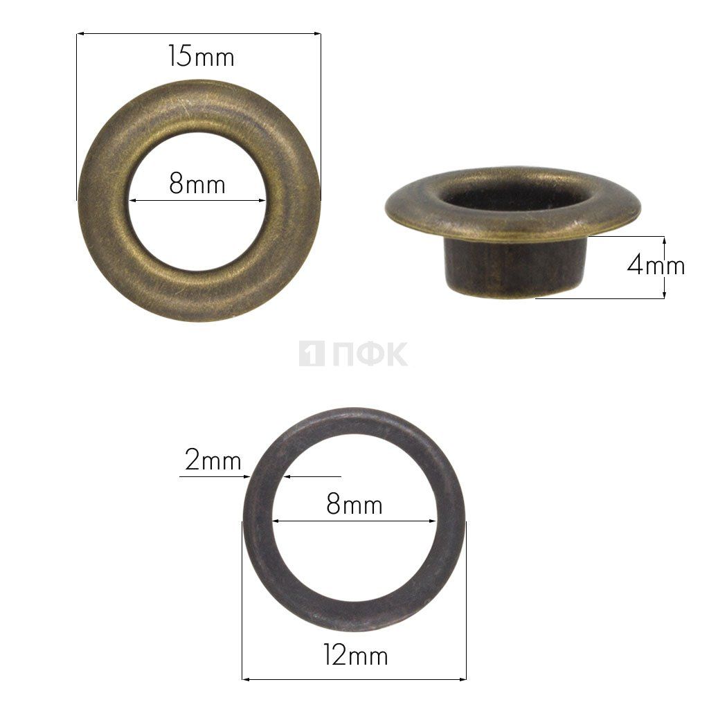 Люверсы №5 8мм сталь эконом цв антик (уп 2000шт/50000шт) — ПФКР Люверсы №5 8мм сталь эконом цв антик (уп 2000шт/50000шт)