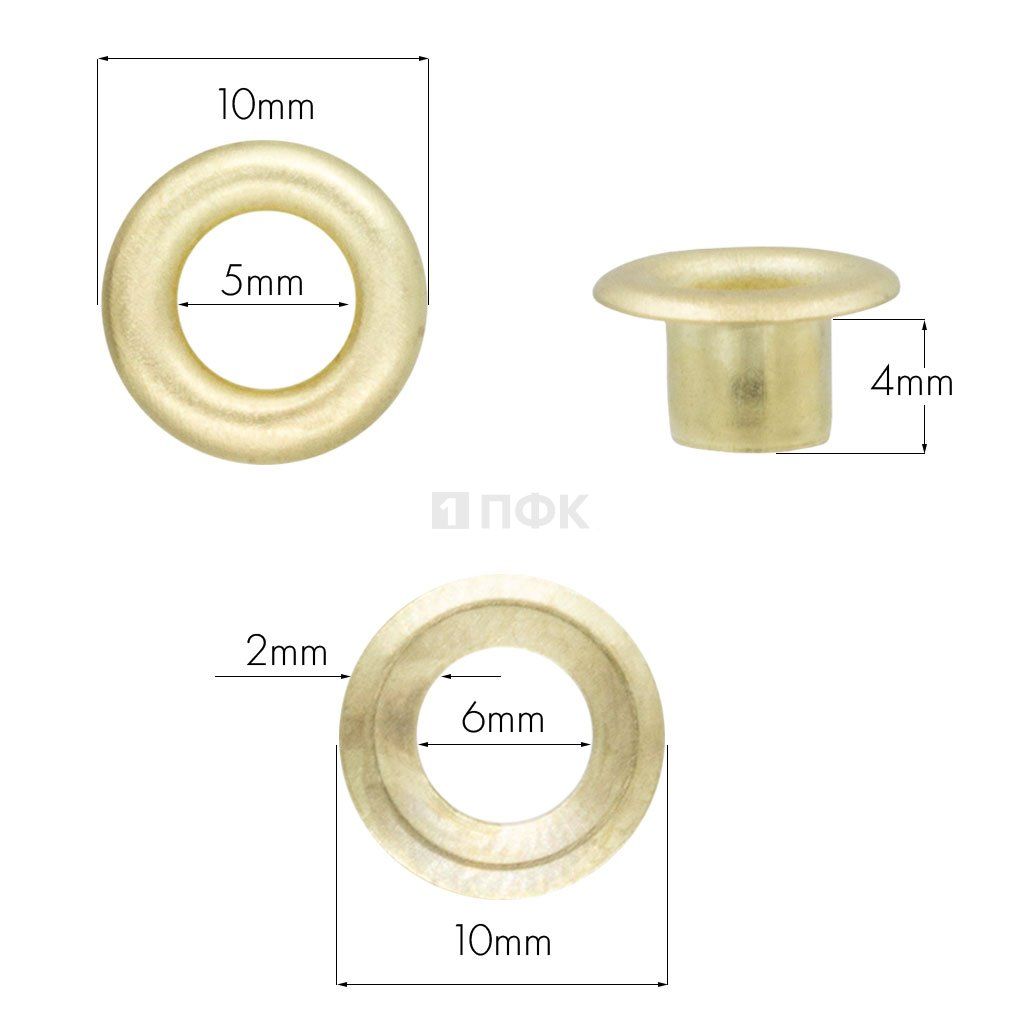Люверсы №3 5мм латунь цв золото (уп 5000шт) 