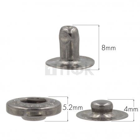 3 Части кнопки для одежды 15мм Альфа сталь цв никель тем (уп 720шт) STRONG