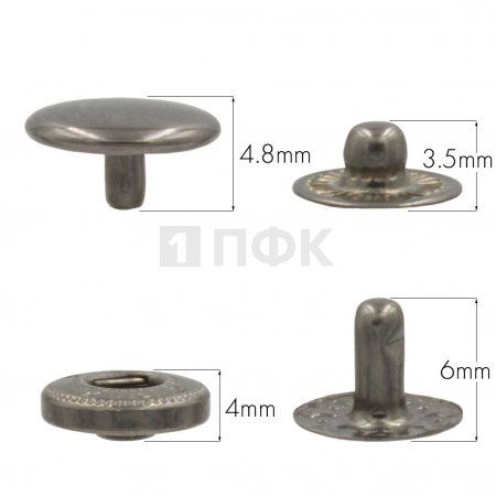 Кнопка для одежды 10мм Альфа латунь цв никель тем (уп 1440шт) STRONG