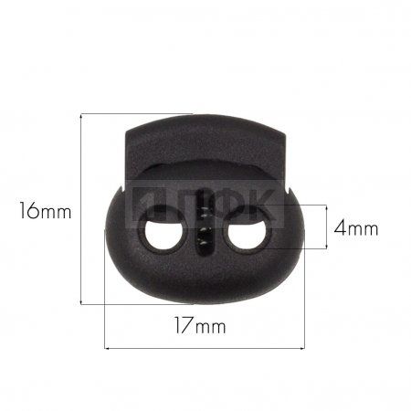 Фиксатор для шнура двойной Арт.А2-036 малый РОМ цв черный (уп 500шт/10000шт)