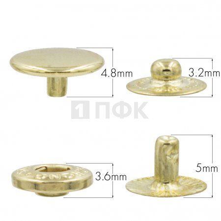 Кнопка для одежды 10мм Альфа латунь цв золото (уп 1440шт) STRONG