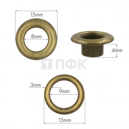 Люверсы №5 8мм латунь цв антик (уп 1000шт) Люверсы №5 8мм латунь цв антик (уп 1000шт)