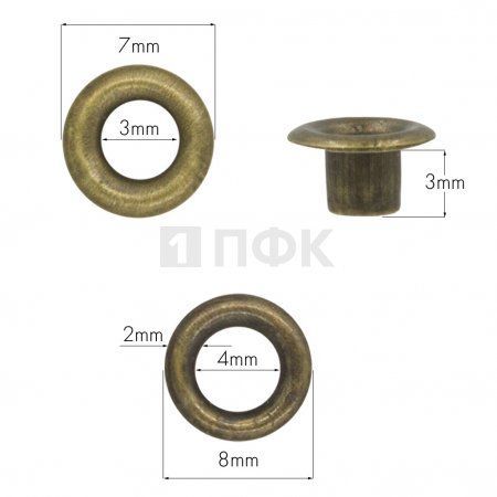 Люверсы №17 3мм латунь цв антик (уп 5000шт) 