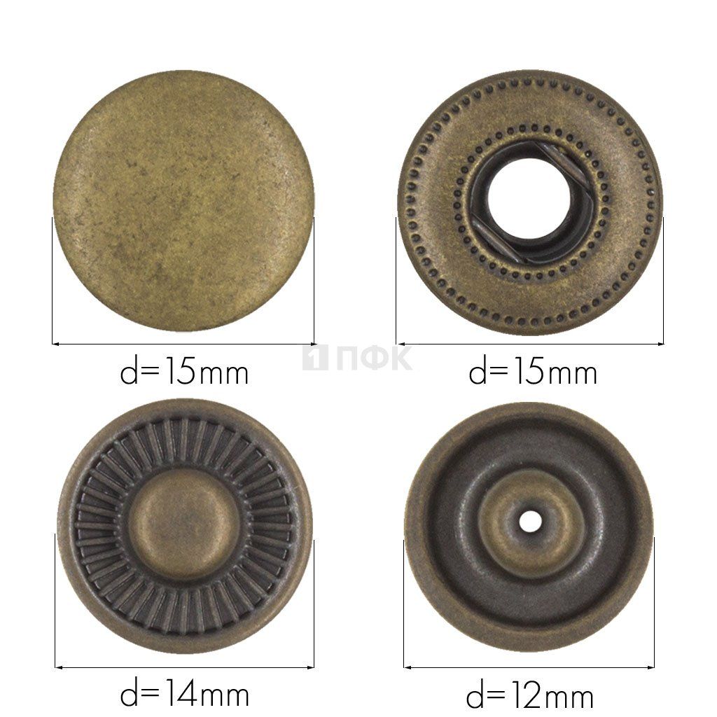 Кнопка для одежды 15мм Альфа латунь цв антик (уп 720шт) NEW STAR — ПФКР Кнопка для одежды 15мм Альфа латунь цв антик (уп 720шт) NEW STAR