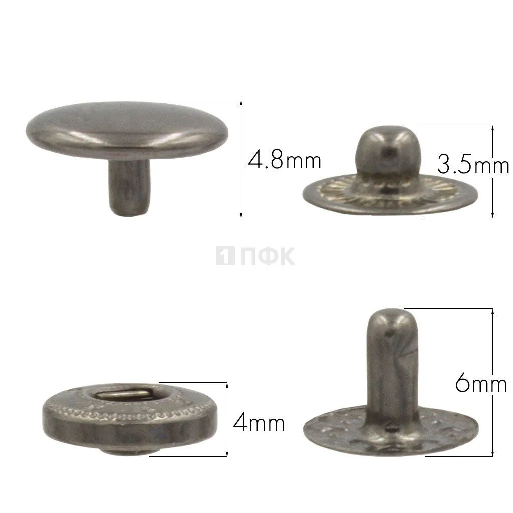 Кнопка для одежды 10мм Альфа латунь цв никель тем (уп 1440шт) STRONG
